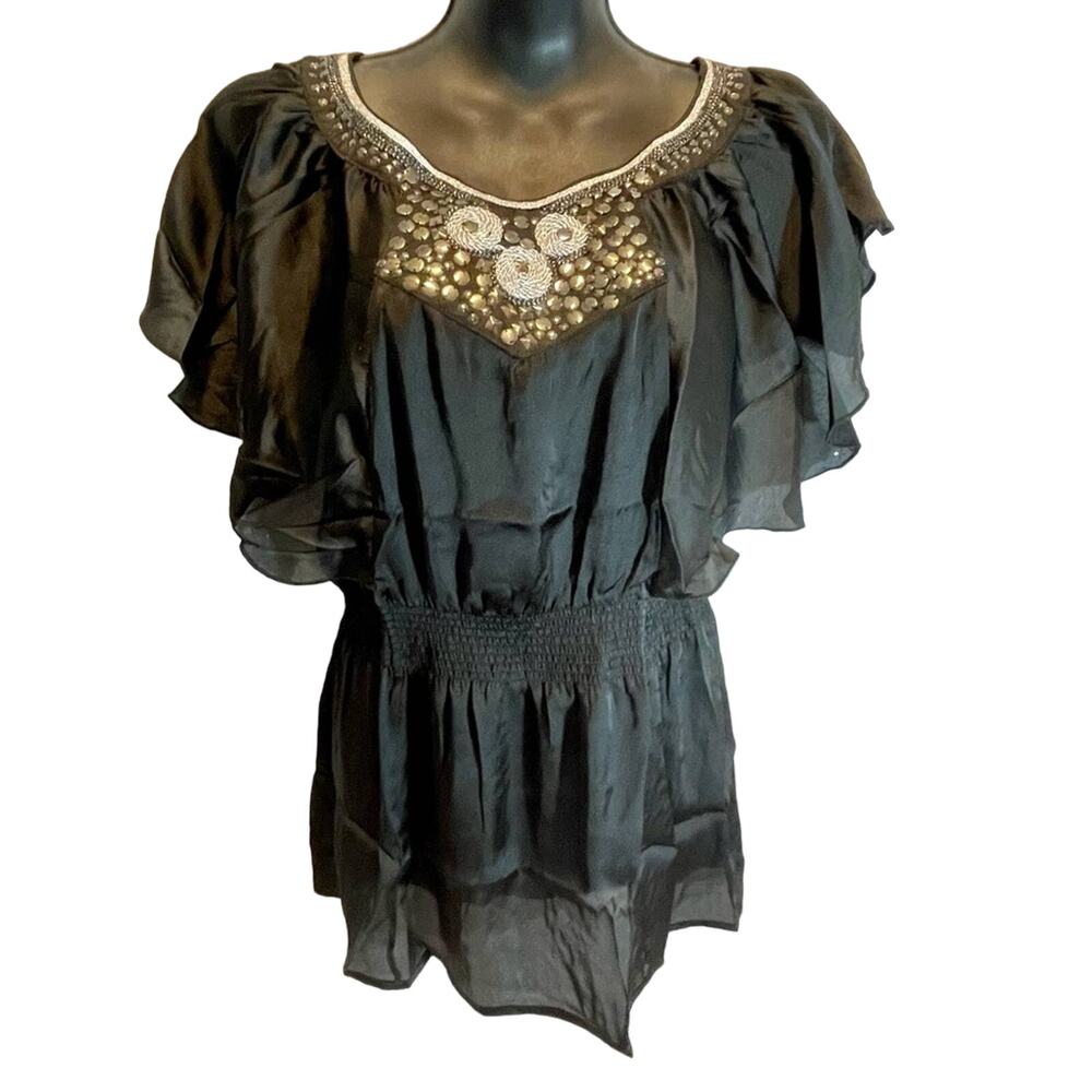 Lucy Paris Black Embellished Blouse - Large